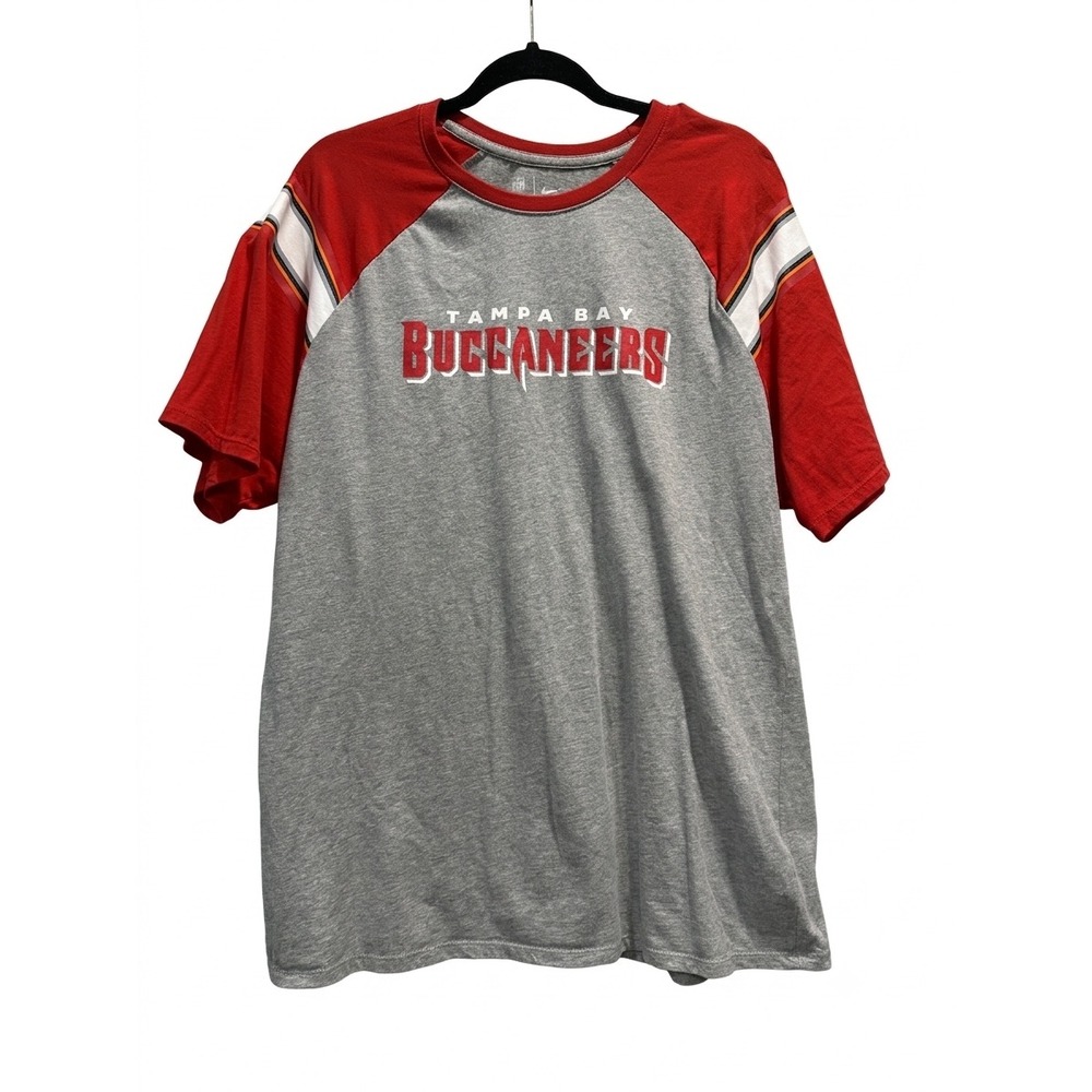 Nike Tampa Bay Buccaneers NFL Team Apparel Grey Red Raglan T-Shirt Mens XL